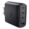 Cargador rápido de CA TRUST Maxo 65W para interiores, 3× USB-C, máx. 20V, cable de 2 m, negro