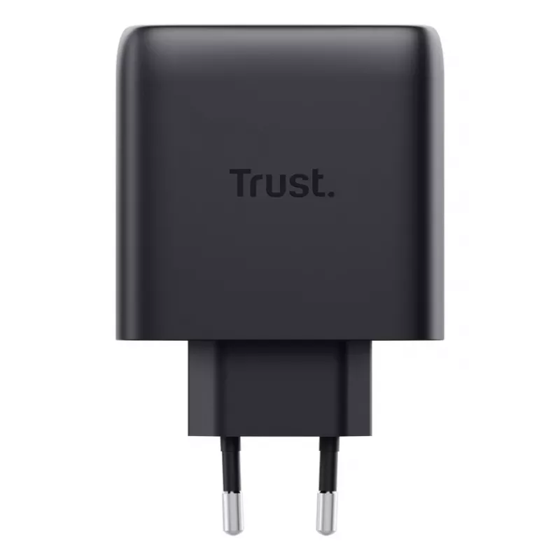 Cargador rápido de CA TRUST Maxo 65W para interiores, 3× USB-C, máx. 20V, cable de 2 m, negro