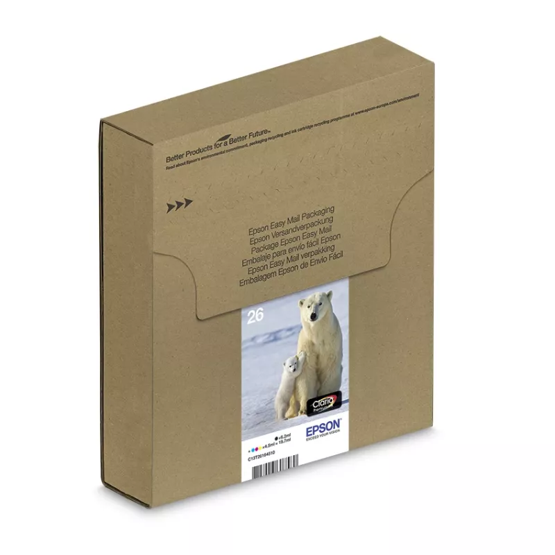 Epson Polar bear multipack 4 colores 26 EasyMail, rendimiento estándar, negro, cian, magenta, amarillo, tinta pigmentada, tinta colorante, 6,2 ml, 4,5 ml