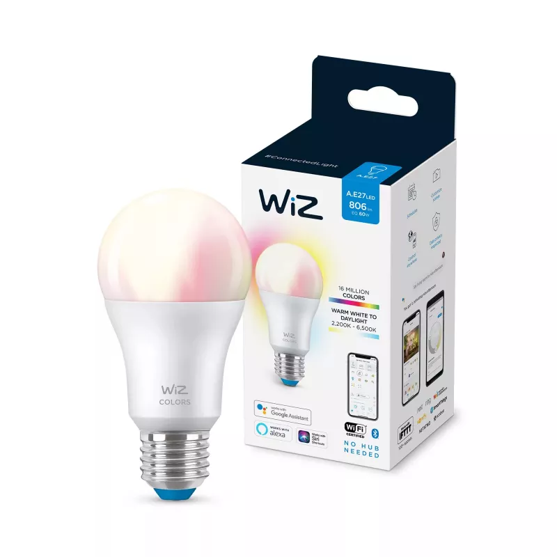 Bombilla inteligente Telekom WiZ Bulb 8W (Eq.60W) A60 E27 — Wi-Fi/Bluetooth, 8 kWh/1000h, 60×122 mm