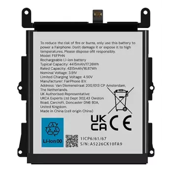 Batería Fairphone F6BATT-1ZW-WW1 negra 68,2 mm x 6,35 mm