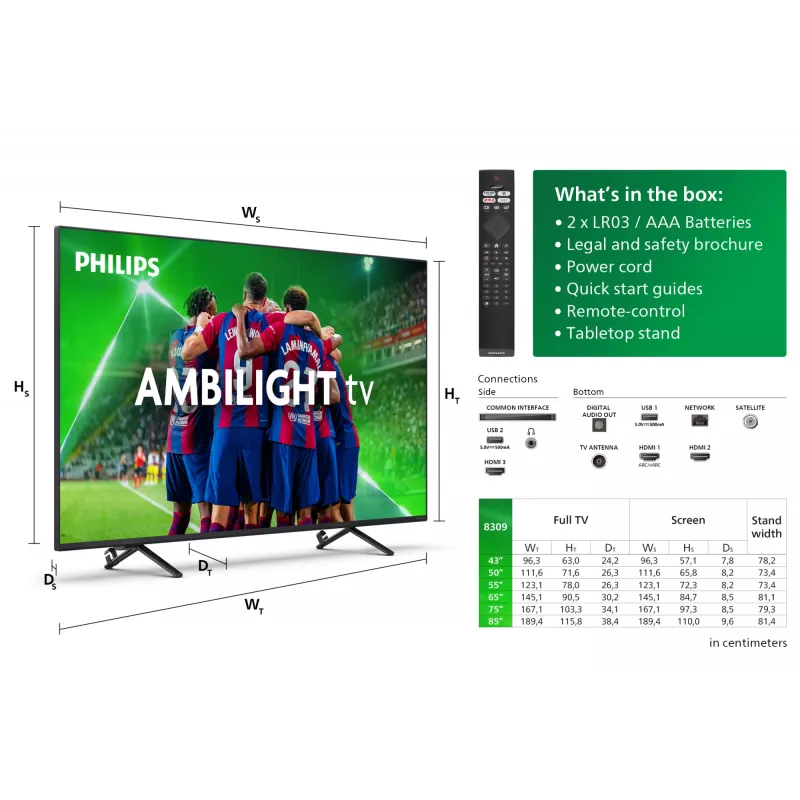 Philips Serie 8000 50PUS8309/12 TV 127 cm (50 pulgadas) 4K Ultra HD Smart TV Wi-Fi negra 350 cd/m²
