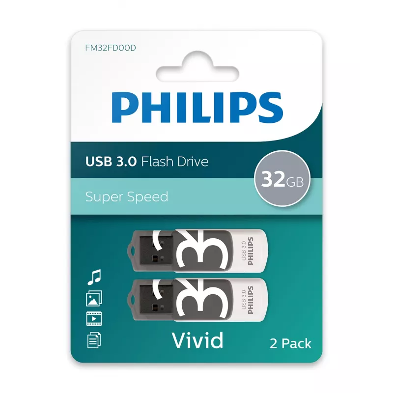 Philips FM32FD00D/00 Vivid Edition memoria USB 32 GB, USB 3.0, Shadow Grey, pack de 2