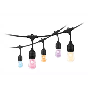 WiZ String Lights, tira de luces inteligente, Wi-Fi/Bluetooth, negra, Wi-Fi 4 (802.11n), 802.11b, 802.11g, LED, plástico