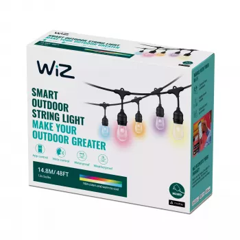 WiZ String Lights, tira de luces inteligente, Wi-Fi/Bluetooth, negra, Wi-Fi 4 (802.11n), 802.11b, 802.11g, LED, plástico