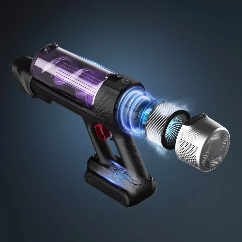 Aspirador escoba 2 en 1 Rowenta RH2037, a batería, en seco, sin bolsa, 0,4 l, 250 W, negro, morado