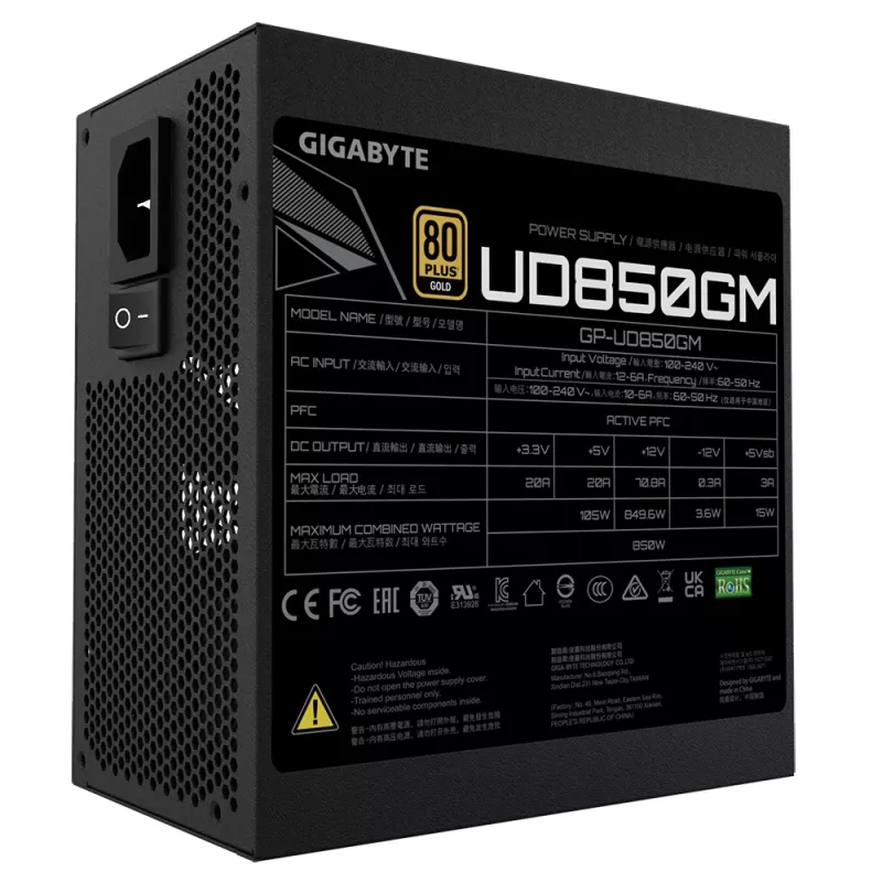 GIGABYTE UD850GM Fuente de alimentación 850 W 20+4 Pin ATX ATX Negro