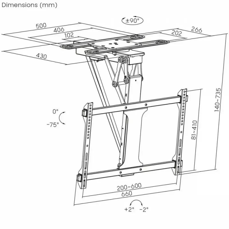Soporte de techo para TV, eléctrico, MACLEAN MC-490, para TVs de 32–75