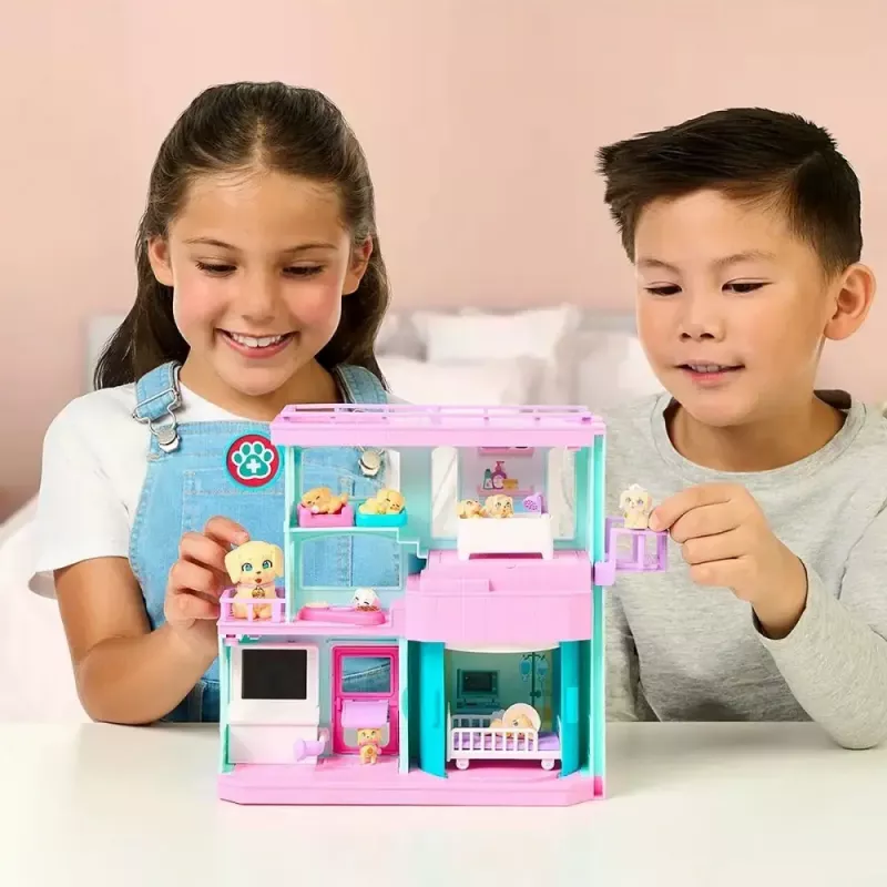 Set de juego interactivo para mascotas Cobi Set Little Live Pets Families Clinic MO-26673, set de juego con accesorios de clínica