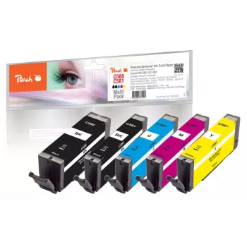 Peach PI100-356 cartucho de tinta 5 uds. compatible alcance estándar negro, cian, magenta, amarillo