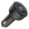 Cargador para coche Gembird TA-UC-AC2PD30LCD-CAR-01, USB-C, 30 W, 12–24 V, negro