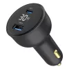 Cargador para coche Gembird TA-UC-AC2PD30LCD-CAR-01, USB-C, 30 W, 12–24 V, negro