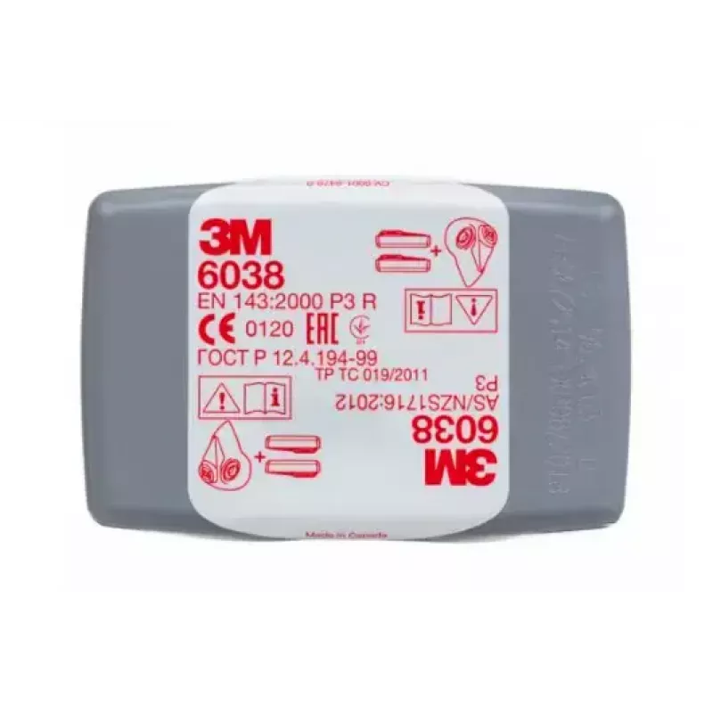3M 6038 P3R filtro de partículas con carbón activo, pack de 2