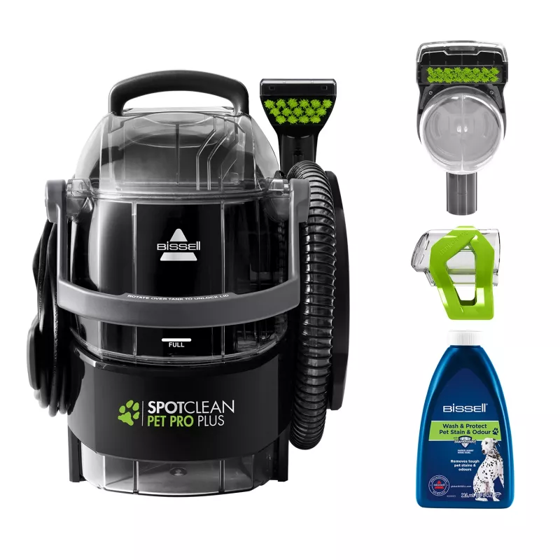Máquina limpiadora de alfombras Bissell SpotClean Pet Pro Plus de mano limpieza profunda negra, transparente