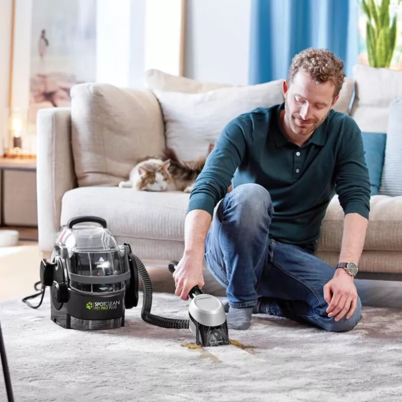 Máquina limpiadora de alfombras Bissell SpotClean Pet Pro Plus de mano limpieza profunda negra, transparente