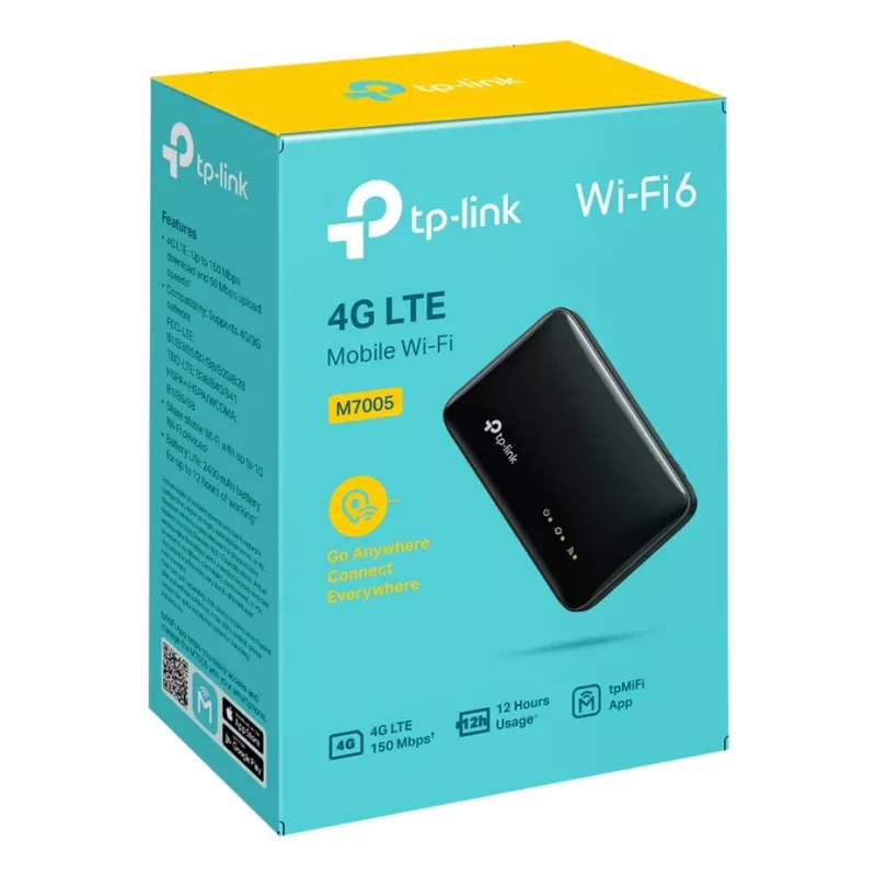 Router inalámbrico 4G TP-Link M7005, banda única 2,4 GHz, NanoSIM, Wi-Fi 6, negro