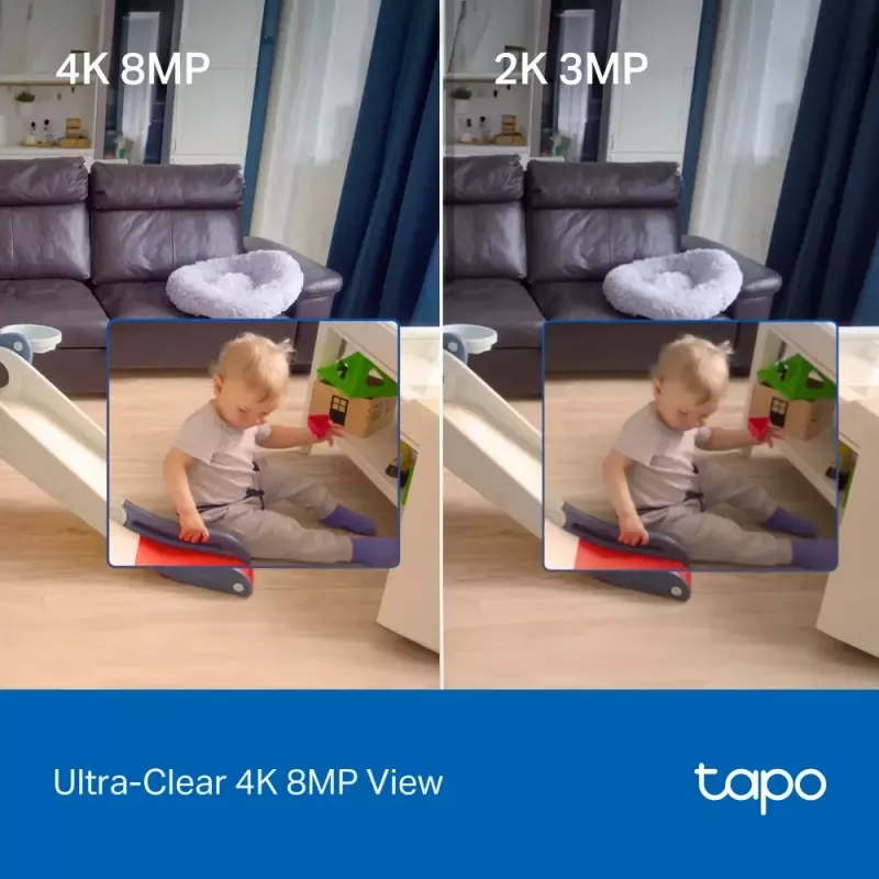TP-Link Tapo C250 cámara Wi-Fi de seguridad doméstica con IA y movimiento horizontal/vertical, 4K 8 MP (3840 x 2160), blanca