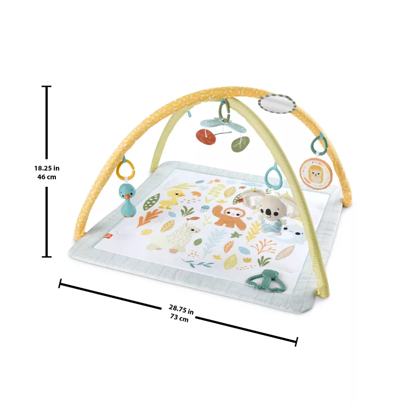 Fisher-Price Sensimals Simply Senses Manta de actividades para recién nacido con 6 juguetes sensoriales