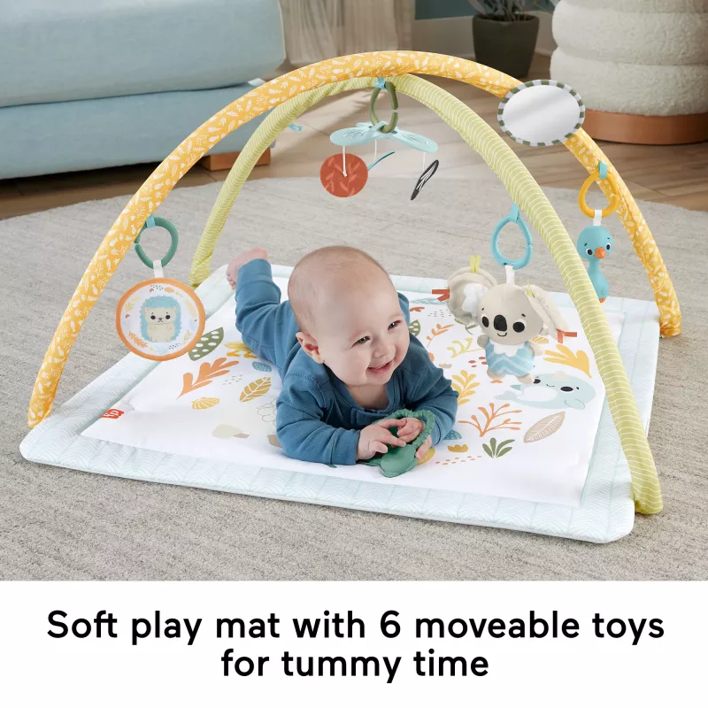 Fisher-Price Sensimals Simply Senses Manta de actividades para recién nacido con 6 juguetes sensoriales