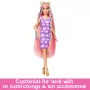 Muñeca Barbie Fun & Fancy con cabello rubio extra largo y multicolor y accesorios de estilismo