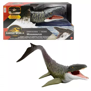 Figura de acción Jurassic World Rebirth Super Colossal Mosasaurus, juguete dinosaurio