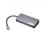 Adaptador de acoplamiento Lenovo GX91M73946 USB-C con cable, 100 W, HDMI, VGA, 3x USB-A, lector de tarjetas SD, Gigabit Ethernet, 4K@30Hz, gris
