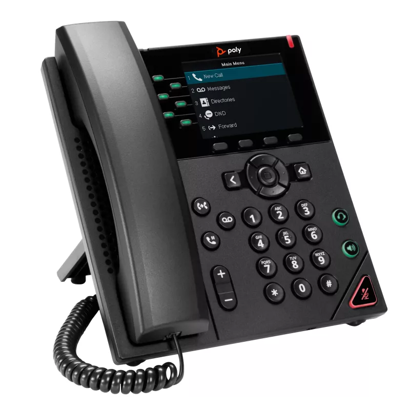 HP Poly VVX 350 teléfono IP de 6 líneas con PoE, teléfono IP, negro, auricular con cable, 6 líneas, LCD, 8,89 cm (3,5 inch)