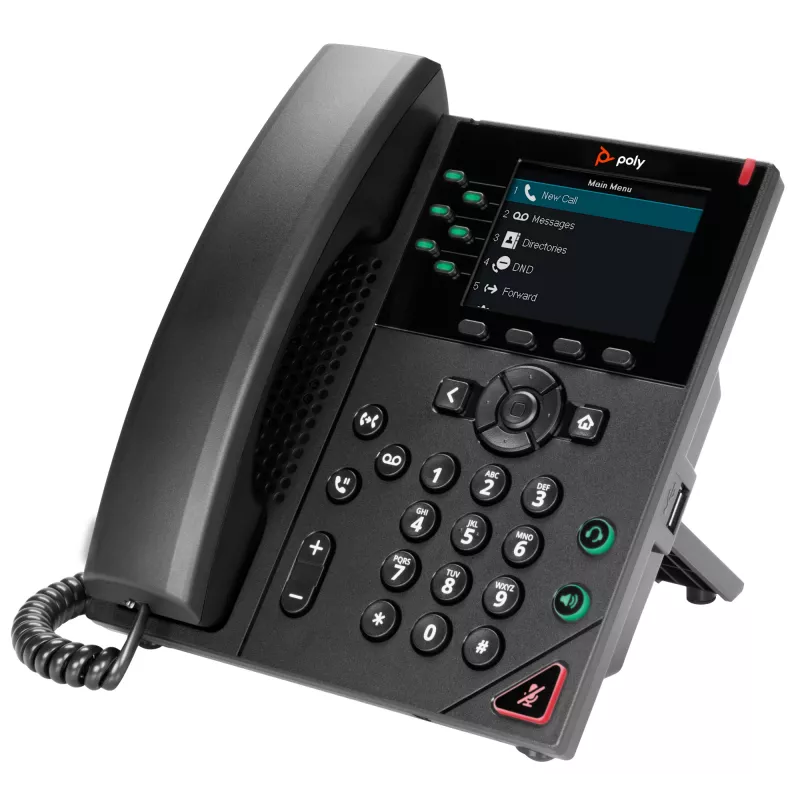 HP Poly VVX 350 teléfono IP de 6 líneas con PoE, teléfono IP, negro, auricular con cable, 6 líneas, LCD, 8,89 cm (3,5 inch)