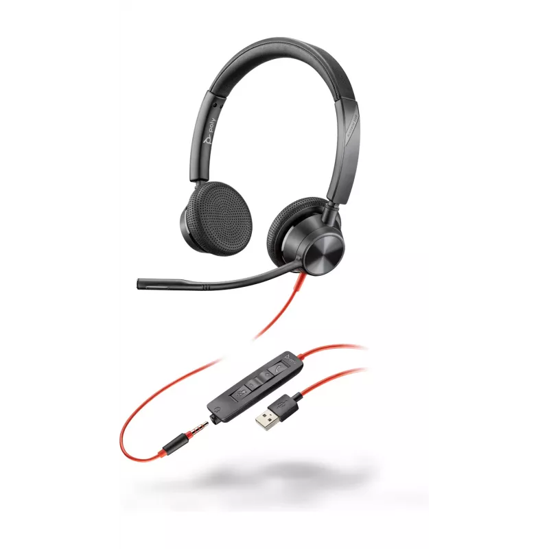 Auriculares HP Poly Poly Blackwire 3325 USB-A, con cable, oficina/call center, 130 g, auriculares, negro