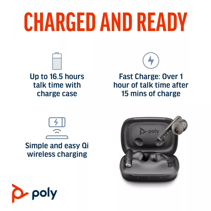 HP Poly Voyager Free 60 UC M Carbon negro auriculares + adaptador BT700 USB-C + estuche de carga básico