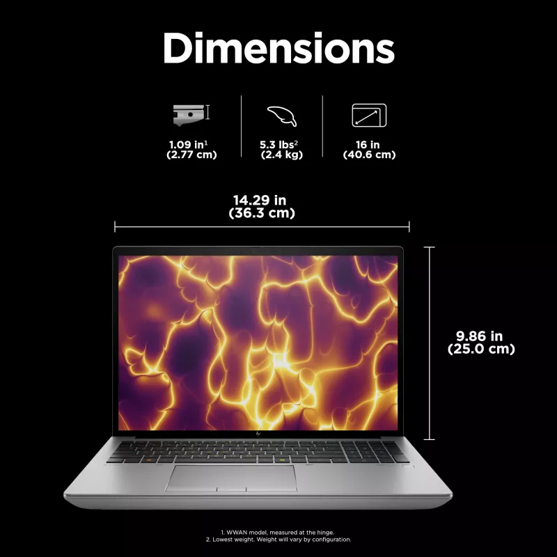 HP ZBook Fury 16 G11 Intel® Core™ i7 i7-14700HX 40,6 cm (16 inch) WUXGA 32 GB DDR5-SDRAM NVIDIA RTX 3500 Ada Wi-Fi 7 (802.11be) Windows 11 Pro AI Workstation, AI PC