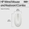HP 225 Combinación de ratón y teclado con cable, tamaño completo (100 %), con cable, USB, Blanco, ratón incluido