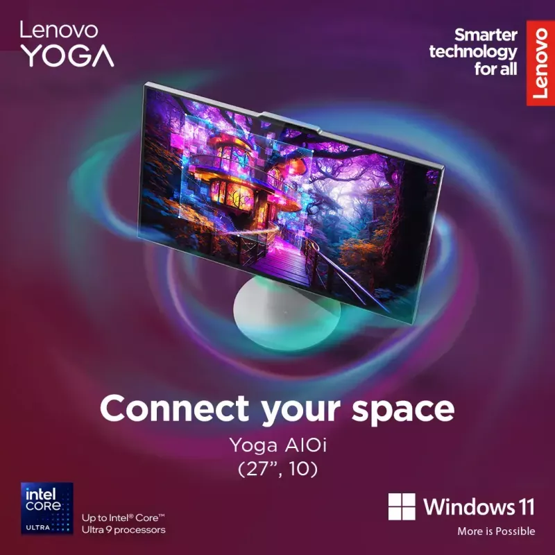 Todo en uno Lenovo Yoga AIO 9 27IAH10 — 27 inch QHD, Intel Core Ultra 7 255H, 16 GB LPDDR5x, 1 TB SSD, Intel Arc 140T, Windows 11 Home