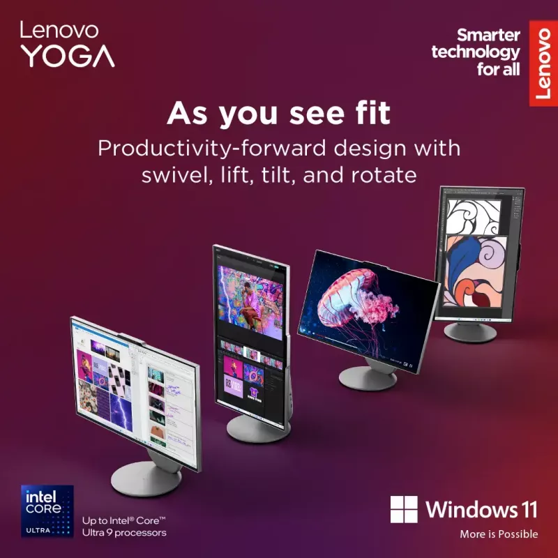 Todo en uno Lenovo Yoga AIO 9 27IAH10 — 27 inch QHD, Intel Core Ultra 7 255H, 16 GB LPDDR5x, 1 TB SSD, Intel Arc 140T, Windows 11 Home