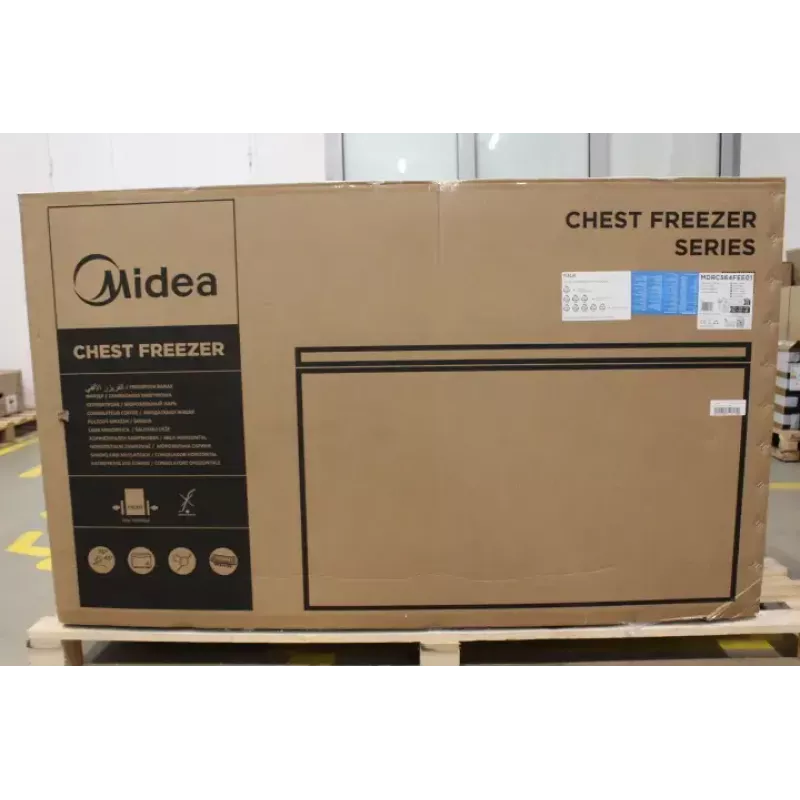 Arcón congelador Midea MDRC564FEE01 — 418 L netos, clase energética E, 82,5 cm de altura, 3 cestas, blanco