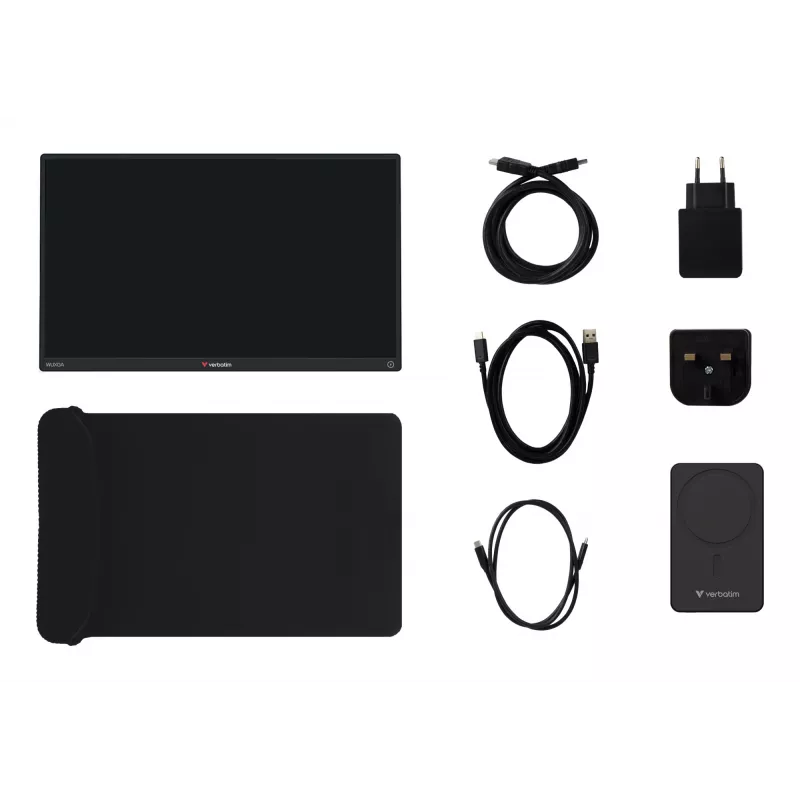 Monitor portátil VERBATIM 13,3 pulgadas WUXGA (1920x1200) pantalla táctil IPS, batería, USB-A/USB-C, 3,5 mm, aluminio, 0,925 kg