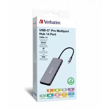 Verbatim CMH-14 USB Type-C 5000 Mbit/s plateado