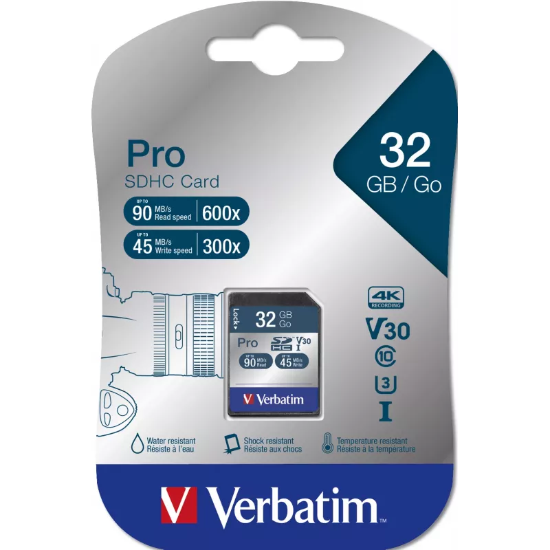 Memoria flash Verbatim Pro 32 GB SDHC UHS clase 10