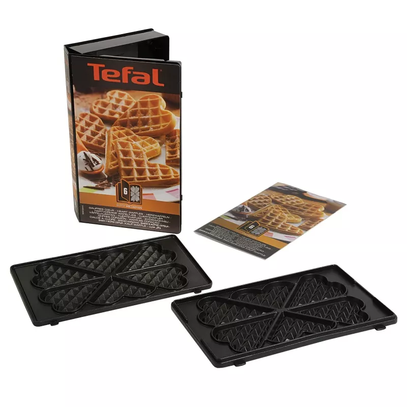 Tefal XA800612 placas para gofres en forma de corazón para SW852 Sandwich Maker, negro