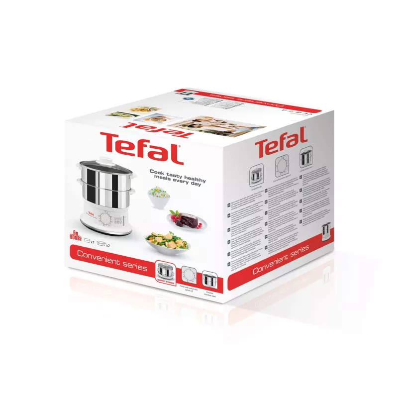 Vaporera Tefal VC1451 2 cestas de pie 900 W blanca, acero inoxidable