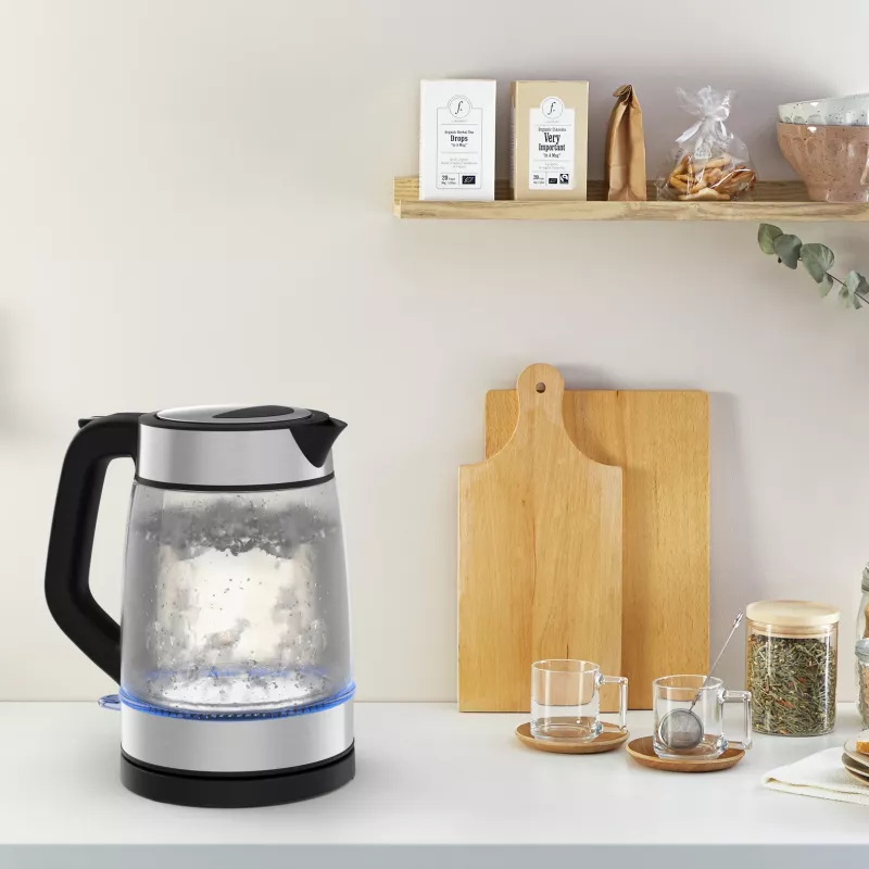 Hervidor de cristal Tefal KI605830 hervidor eléctrico 1,7 L 2200 W negro, plateado, transparente