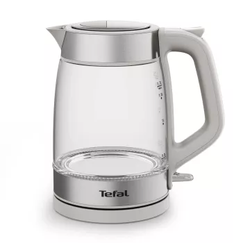 Hervidor de cristal Tefal KI605B30 hervidor eléctrico 1,7 L 2200 W gris, plateado, transparente