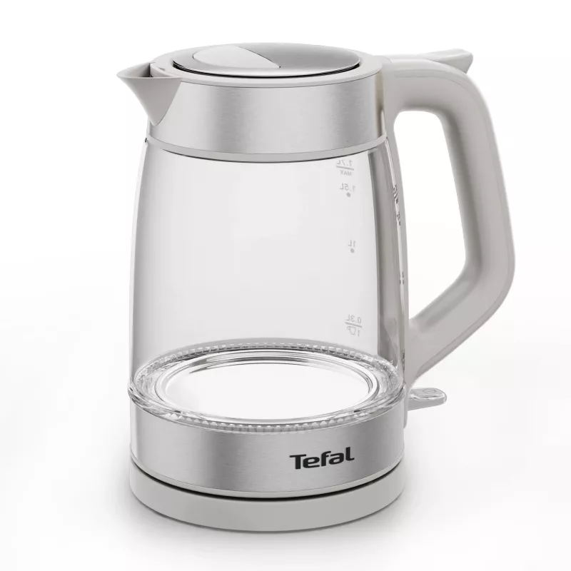 Hervidor de cristal Tefal KI605B30 hervidor eléctrico 1,7 L 2200 W gris, plateado, transparente