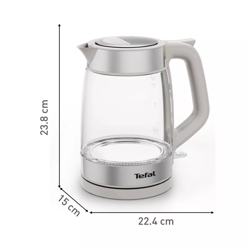 Hervidor de cristal Tefal KI605B30 hervidor eléctrico 1,7 L 2200 W gris, plateado, transparente