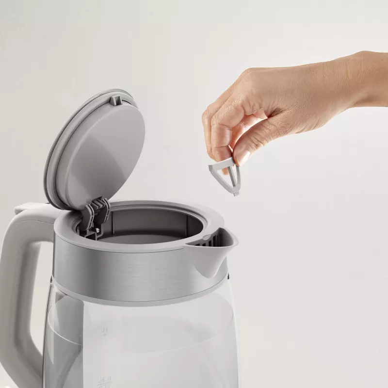 Hervidor de cristal Tefal KI605B30 hervidor eléctrico 1,7 L 2200 W gris, plateado, transparente