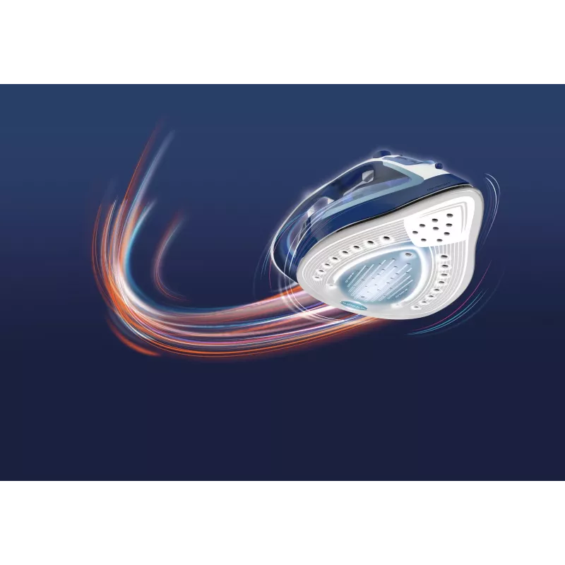 Tefal EasyGliss Plus FV5735 Plancha en seco y vapor Suela Durilium 2500 W Azul, Blanco