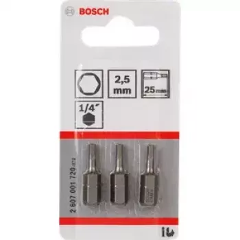 Punta hexagonal Bosch 2,5 mm extra dura, 3 uds. (2607001720)