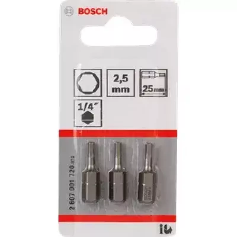 Bosch punta hexagonal 2,5 mm extra dura, 3 uds. (2607001720)