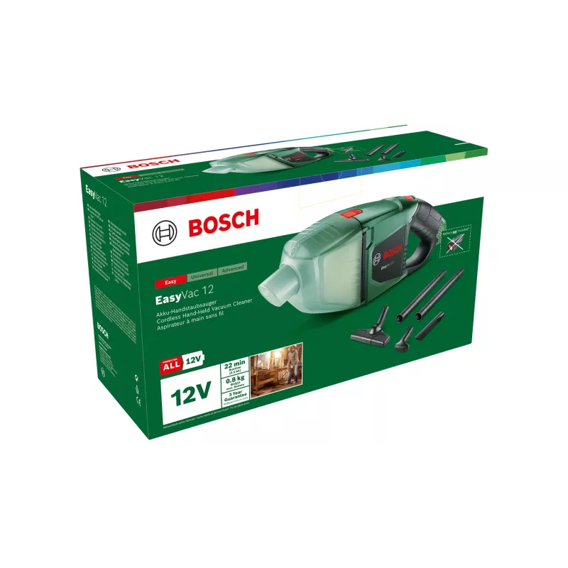 Bosch EasyVac 12 aspirador de batería 2 en 1 en seco sin bolsa verde