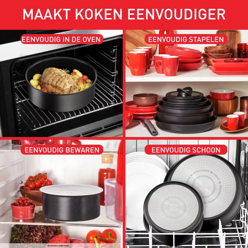 Set de ollas Tefal Ingenio L76391 – set mixto de aluminio, 4 piezas (ollas Ø16/18/20 cm) negro